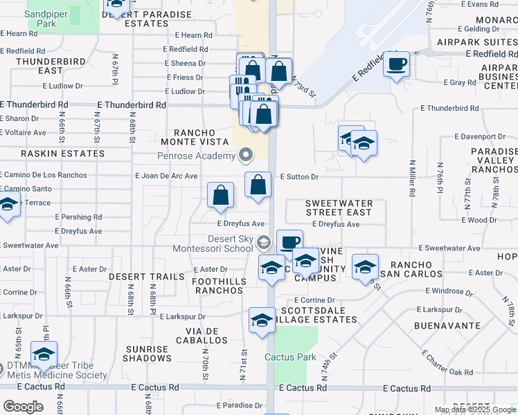 map of restaurants, bars, coffee shops, grocery stores, and more near 13216 North Scottsdale Road in Scottsdale
