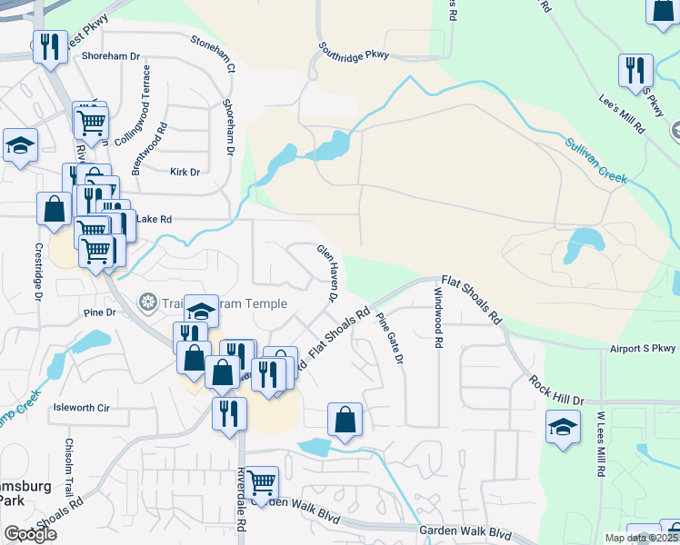 map of restaurants, bars, coffee shops, grocery stores, and more near 5472 Glen Haven Drive in Atlanta