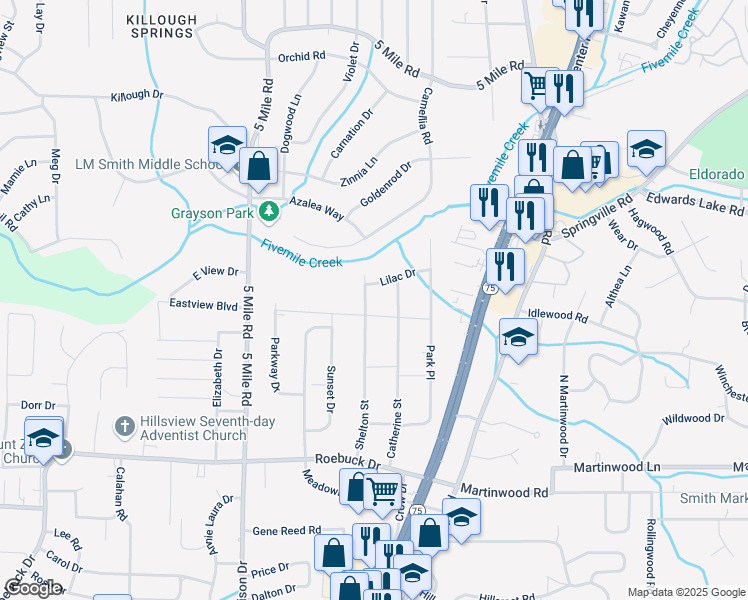 map of restaurants, bars, coffee shops, grocery stores, and more near 1004 Shelton Street in Birmingham