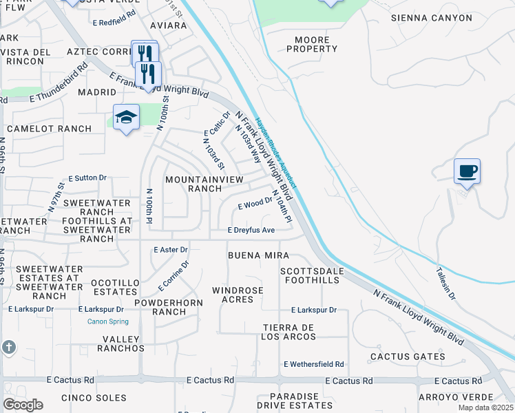 map of restaurants, bars, coffee shops, grocery stores, and more near 10377 East Wood Drive in Scottsdale