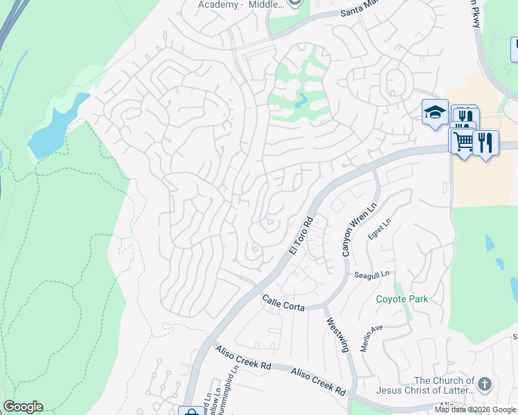 map of restaurants, bars, coffee shops, grocery stores, and more near 3299 Via Carrizo in Laguna Woods