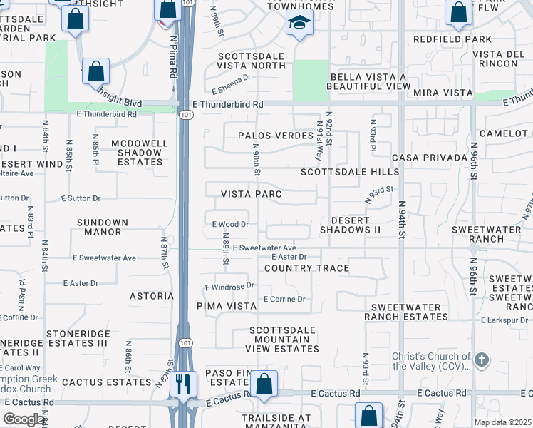 map of restaurants, bars, coffee shops, grocery stores, and more near 13290 North 90th Place in Scottsdale