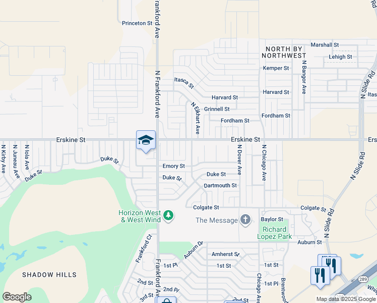map of restaurants, bars, coffee shops, grocery stores, and more near 511 North Englewood Avenue in Lubbock