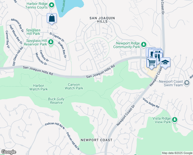 map of restaurants, bars, coffee shops, grocery stores, and more near 5 Saint Pierre in Newport Beach
