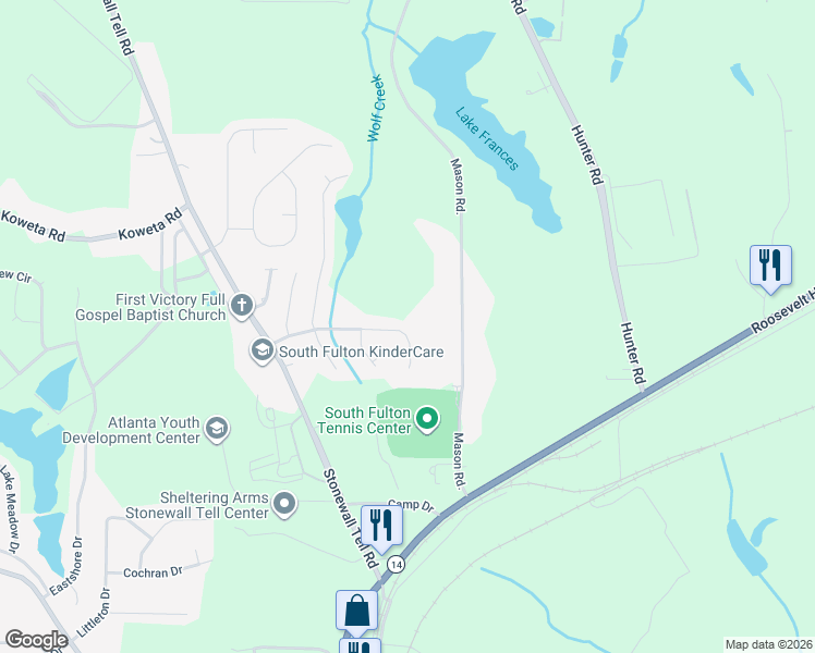 map of restaurants, bars, coffee shops, grocery stores, and more near 4885 Wexford Trail in College Park