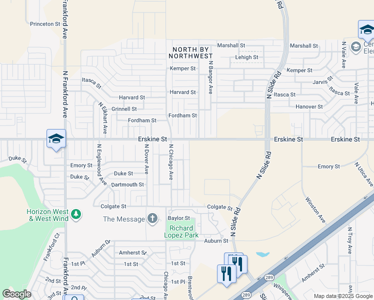 map of restaurants, bars, coffee shops, grocery stores, and more near 530 North Brentwood Avenue in Lubbock