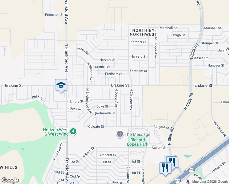map of restaurants, bars, coffee shops, grocery stores, and more near 530 North Dover Avenue in Lubbock