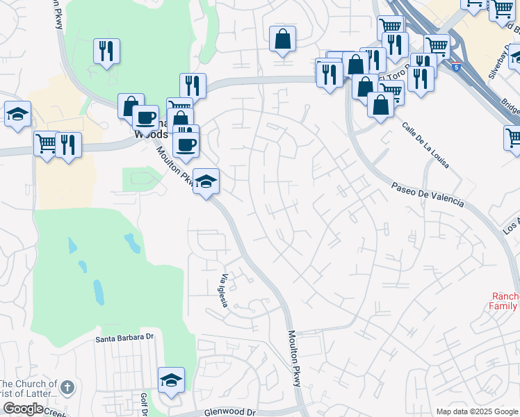 map of restaurants, bars, coffee shops, grocery stores, and more near 364 Avenida Castilla in Laguna Woods
