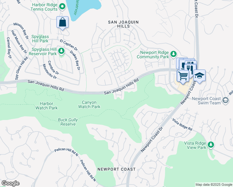 map of restaurants, bars, coffee shops, grocery stores, and more near 2 Newport Coast Drive in Newport Beach