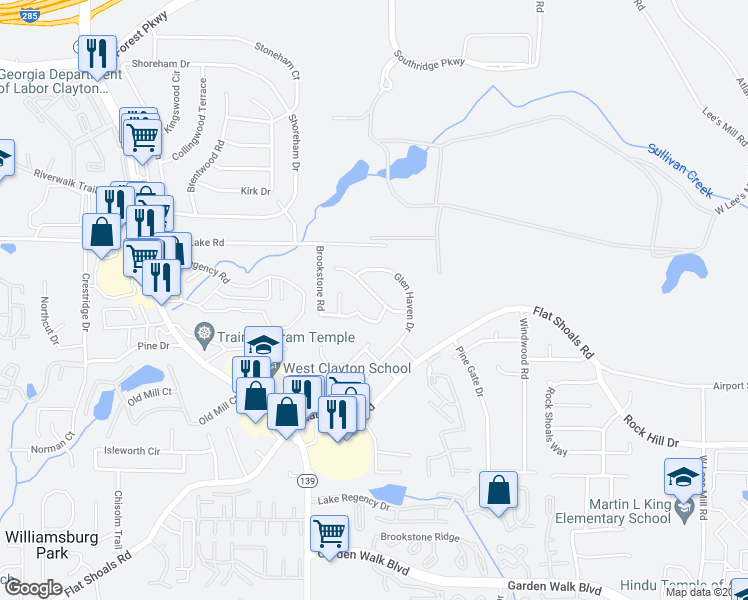 map of restaurants, bars, coffee shops, grocery stores, and more near 1114 Summer Brook Road in Atlanta