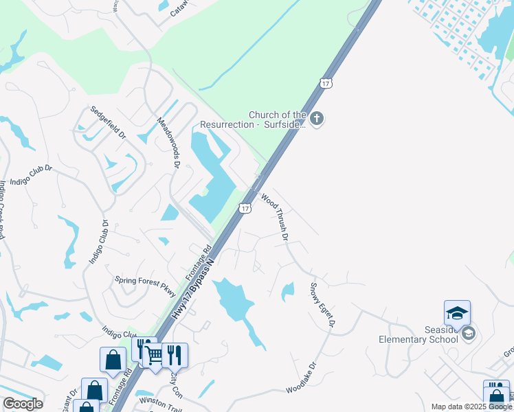 map of restaurants, bars, coffee shops, grocery stores, and more near 2482 Coastline Court in Murrells Inlet
