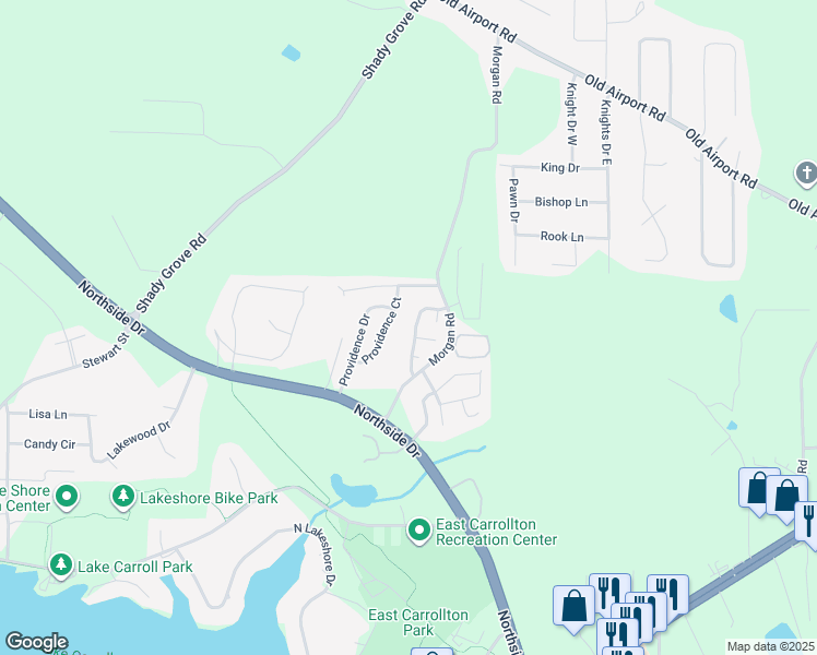 map of restaurants, bars, coffee shops, grocery stores, and more near 306 Turtle Pointe Drive in Carrollton