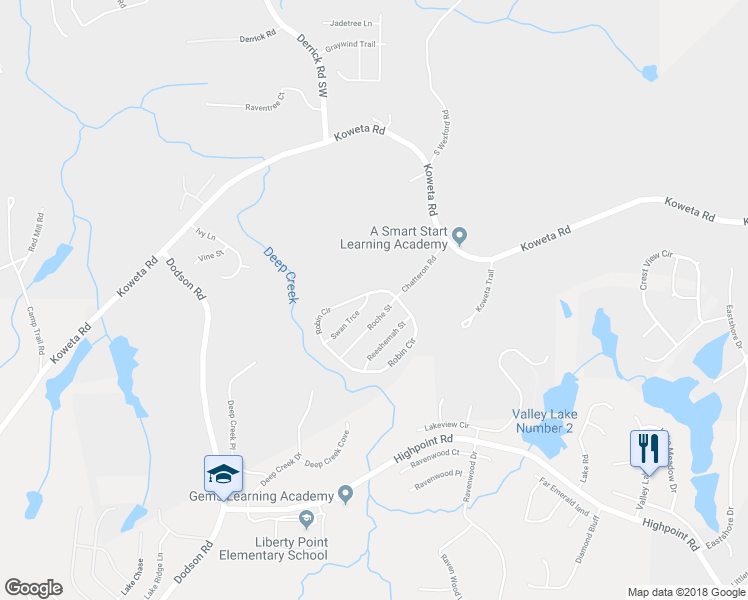 map of restaurants, bars, coffee shops, grocery stores, and more near 4502 Swan Trace in College Park