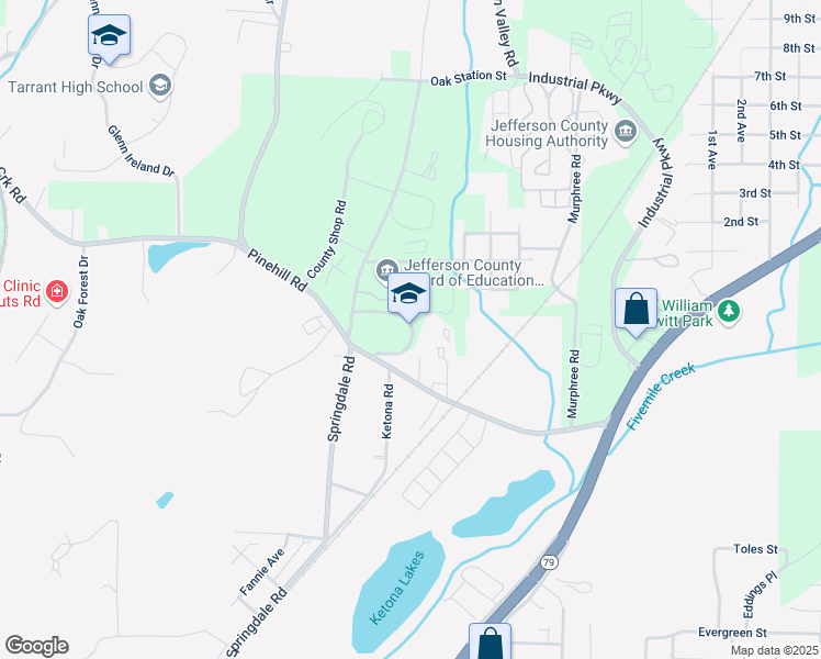 map of restaurants, bars, coffee shops, grocery stores, and more near 50 Long Street in Birmingham