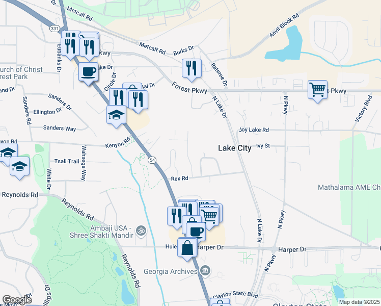map of restaurants, bars, coffee shops, grocery stores, and more near 5460 Huron Drive in Lake City