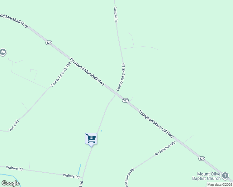 map of restaurants, bars, coffee shops, grocery stores, and more near 0 Central Road in Kingstree