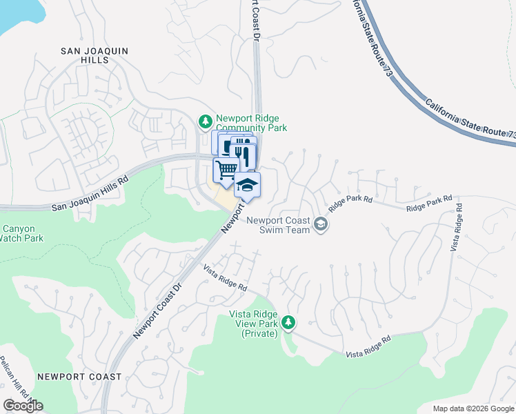 map of restaurants, bars, coffee shops, grocery stores, and more near 21181 Newport Coast Dr in Newport Beach