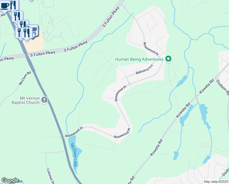 map of restaurants, bars, coffee shops, grocery stores, and more near 406 Oakwell Court in Fairburn