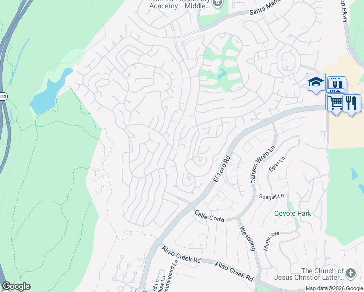 map of restaurants, bars, coffee shops, grocery stores, and more near 3314 San Amadeo in Laguna Woods