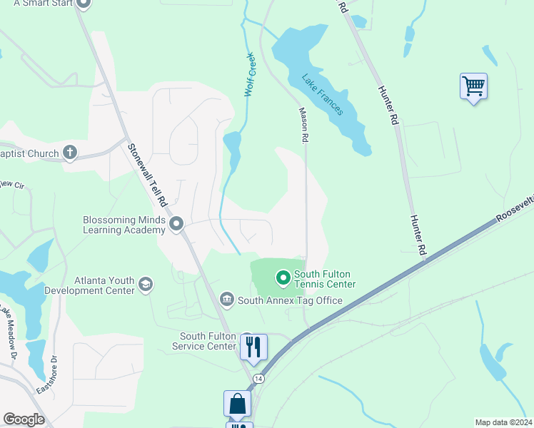 map of restaurants, bars, coffee shops, grocery stores, and more near 4891 Wexford Trail in College Park