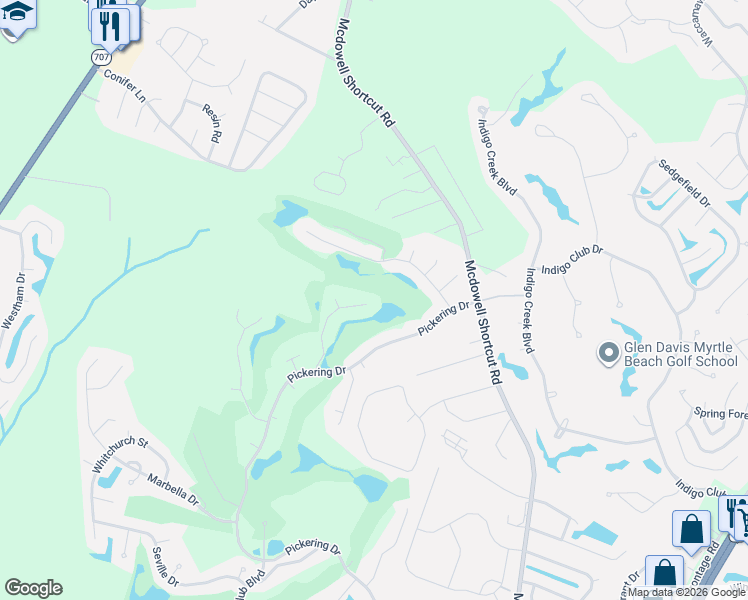 map of restaurants, bars, coffee shops, grocery stores, and more near 1242 Trent Drive in Murrells Inlet