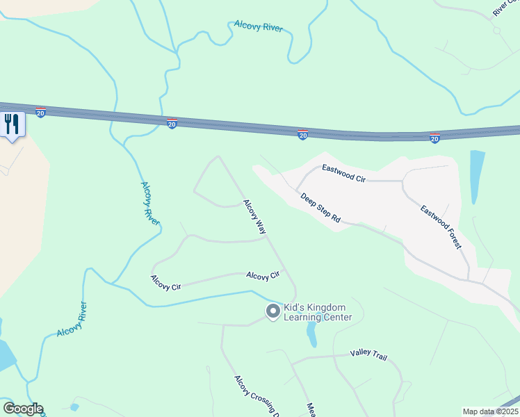 map of restaurants, bars, coffee shops, grocery stores, and more near 300 Alcovy Way in Covington