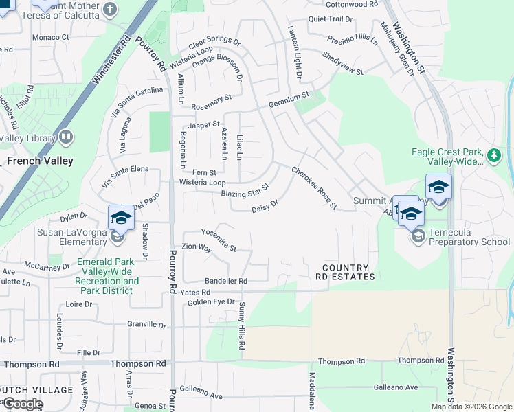 map of restaurants, bars, coffee shops, grocery stores, and more near 32220 Daisy Drive in Winchester