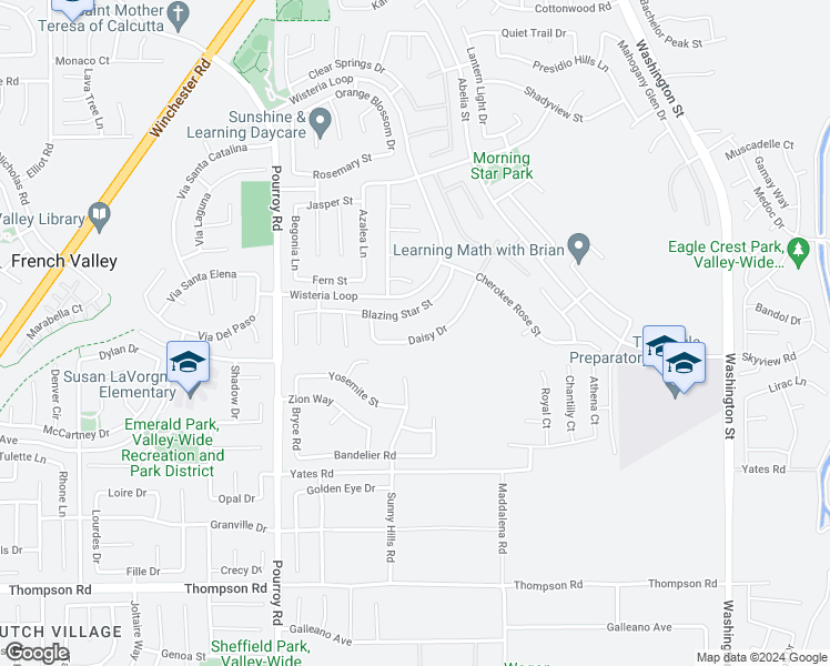 map of restaurants, bars, coffee shops, grocery stores, and more near 32220 Daisy Drive in Winchester