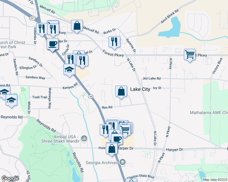 map of restaurants, bars, coffee shops, grocery stores, and more near 5460 Huron Drive in Lake City