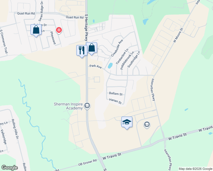 map of restaurants, bars, coffee shops, grocery stores, and more near 2200 Peggy's Cove in Sherman