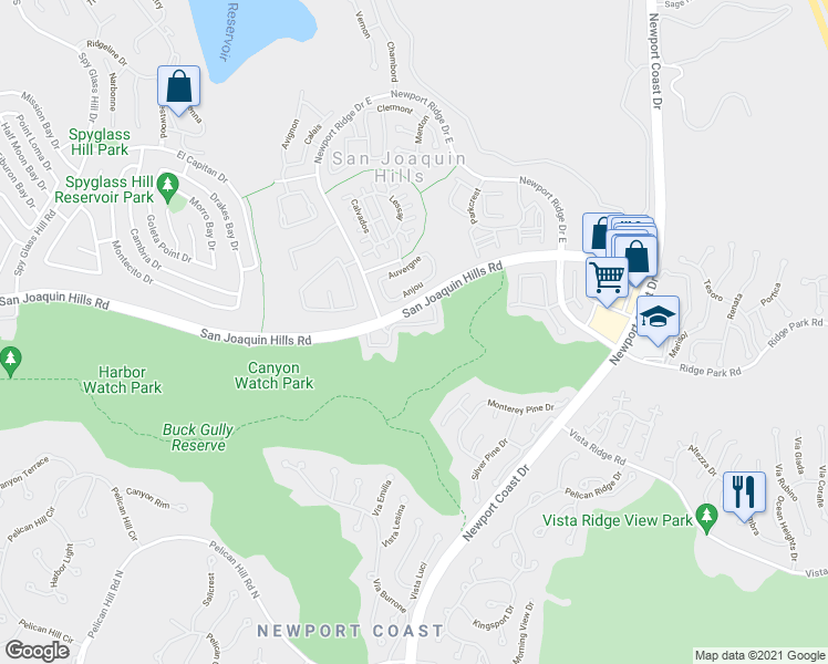 map of restaurants, bars, coffee shops, grocery stores, and more near 42 Chandon in Newport Beach