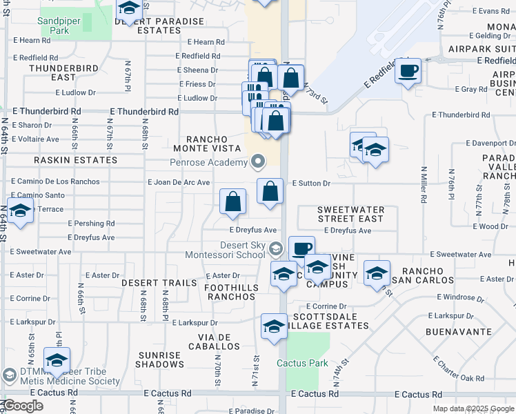map of restaurants, bars, coffee shops, grocery stores, and more near 13220 North Scottsdale Road in Scottsdale