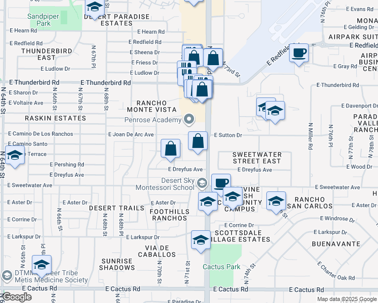 map of restaurants, bars, coffee shops, grocery stores, and more near 13220 North Scottsdale Road in Scottsdale