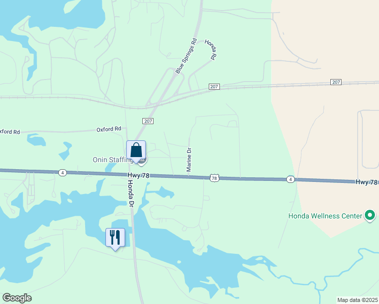 map of restaurants, bars, coffee shops, grocery stores, and more near 54 Marina Drive in Lincoln