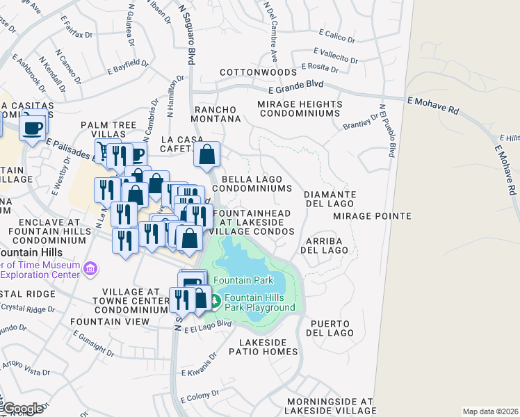 map of restaurants, bars, coffee shops, grocery stores, and more near 13013 North Panorama Drive in Fountain Hills