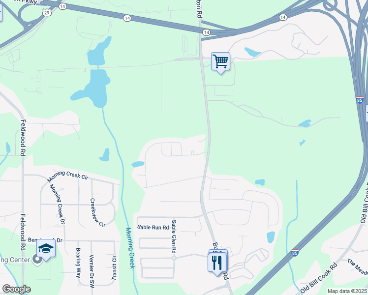 map of restaurants, bars, coffee shops, grocery stores, and more near 5592 Bluegrass Drive in Atlanta