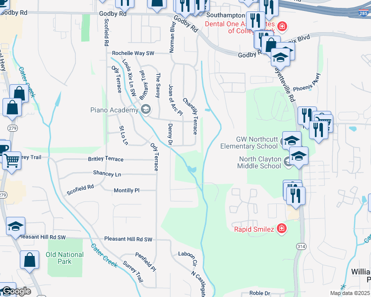 map of restaurants, bars, coffee shops, grocery stores, and more near 2056 Chantilly Terrace in Atlanta