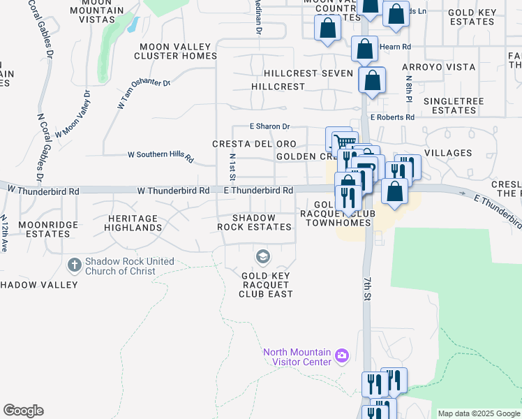 map of restaurants, bars, coffee shops, grocery stores, and more near 13208 North 1st Place in Phoenix