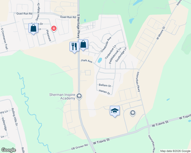 map of restaurants, bars, coffee shops, grocery stores, and more near 2200 Peggy's Cove in Sherman