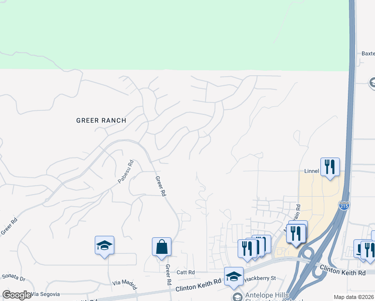 map of restaurants, bars, coffee shops, grocery stores, and more near 35619 Bowervine Place in Murrieta