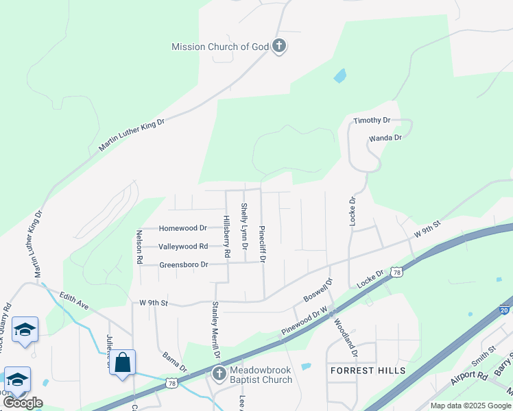 map of restaurants, bars, coffee shops, grocery stores, and more near 914 Pinecliff Drive in Oxford