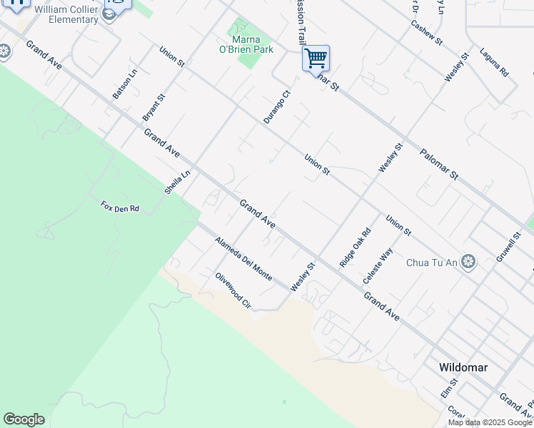 map of restaurants, bars, coffee shops, grocery stores, and more near 20726 Grand Avenue in Wildomar