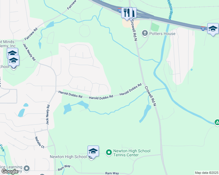 map of restaurants, bars, coffee shops, grocery stores, and more near 105 Tanners Court in Covington