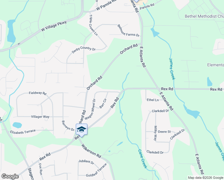 map of restaurants, bars, coffee shops, grocery stores, and more near 4481 Rex Road in Rex