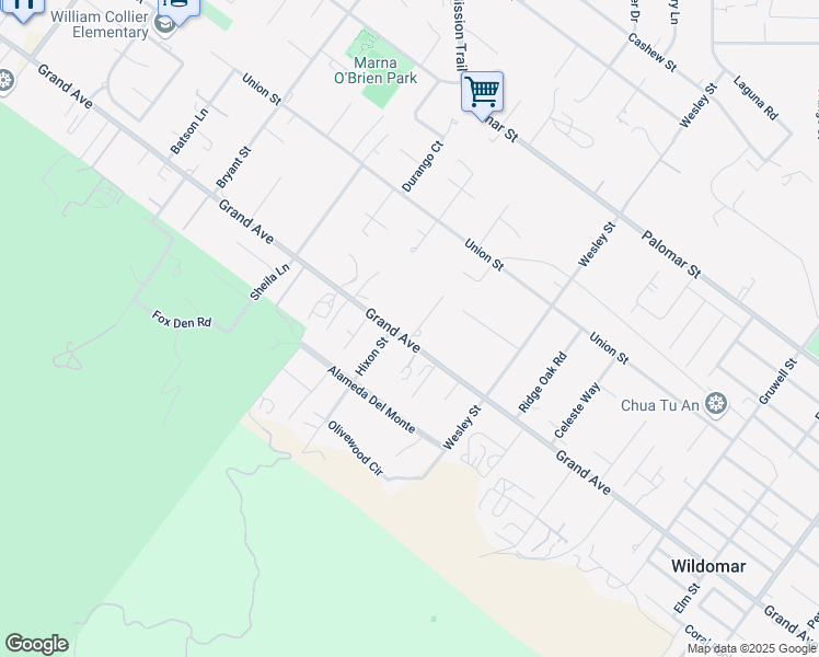 map of restaurants, bars, coffee shops, grocery stores, and more near 20726 Grand Avenue in Wildomar