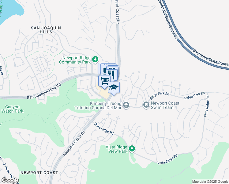 map of restaurants, bars, coffee shops, grocery stores, and more near 2 Newport Coast Drive in Newport Beach