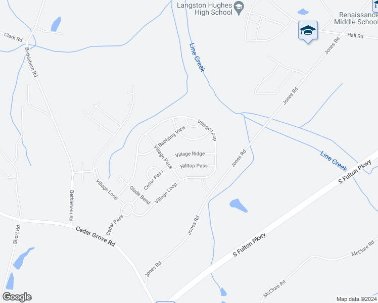 map of restaurants, bars, coffee shops, grocery stores, and more near 5469 Village Ridge in Fairburn
