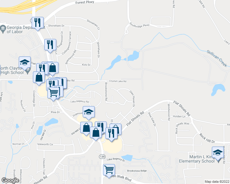 map of restaurants, bars, coffee shops, grocery stores, and more near 1171 Summer Brook Road in Atlanta