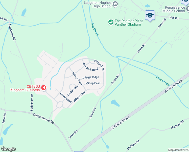 map of restaurants, bars, coffee shops, grocery stores, and more near 5439 Village Ridge in Fairburn