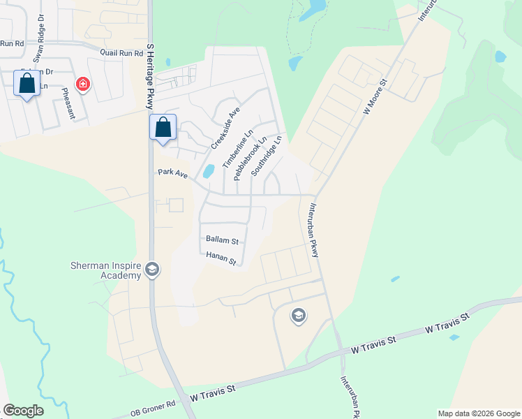 map of restaurants, bars, coffee shops, grocery stores, and more near 1916 Stonebrook Lane in Sherman